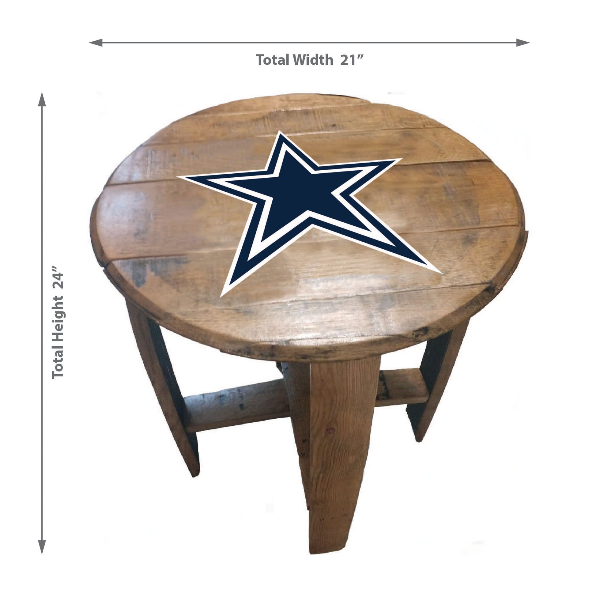 Dallas Cowboys whiskey barrel end table dimensions
