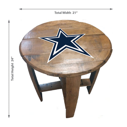 Dallas Cowboys whiskey barrel end table dimensions