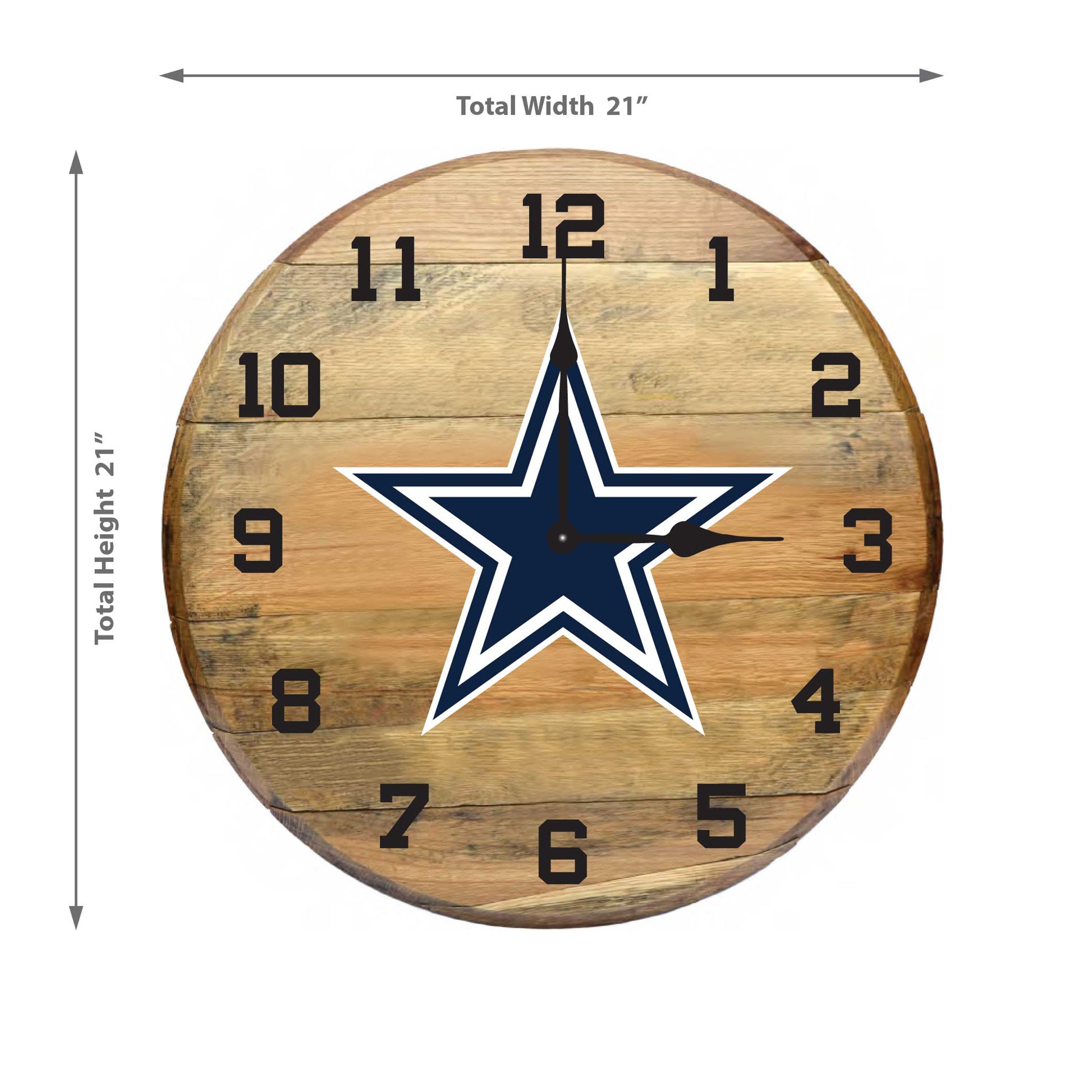 Dallas Cowboys whiskey barrel wall clock dimensions