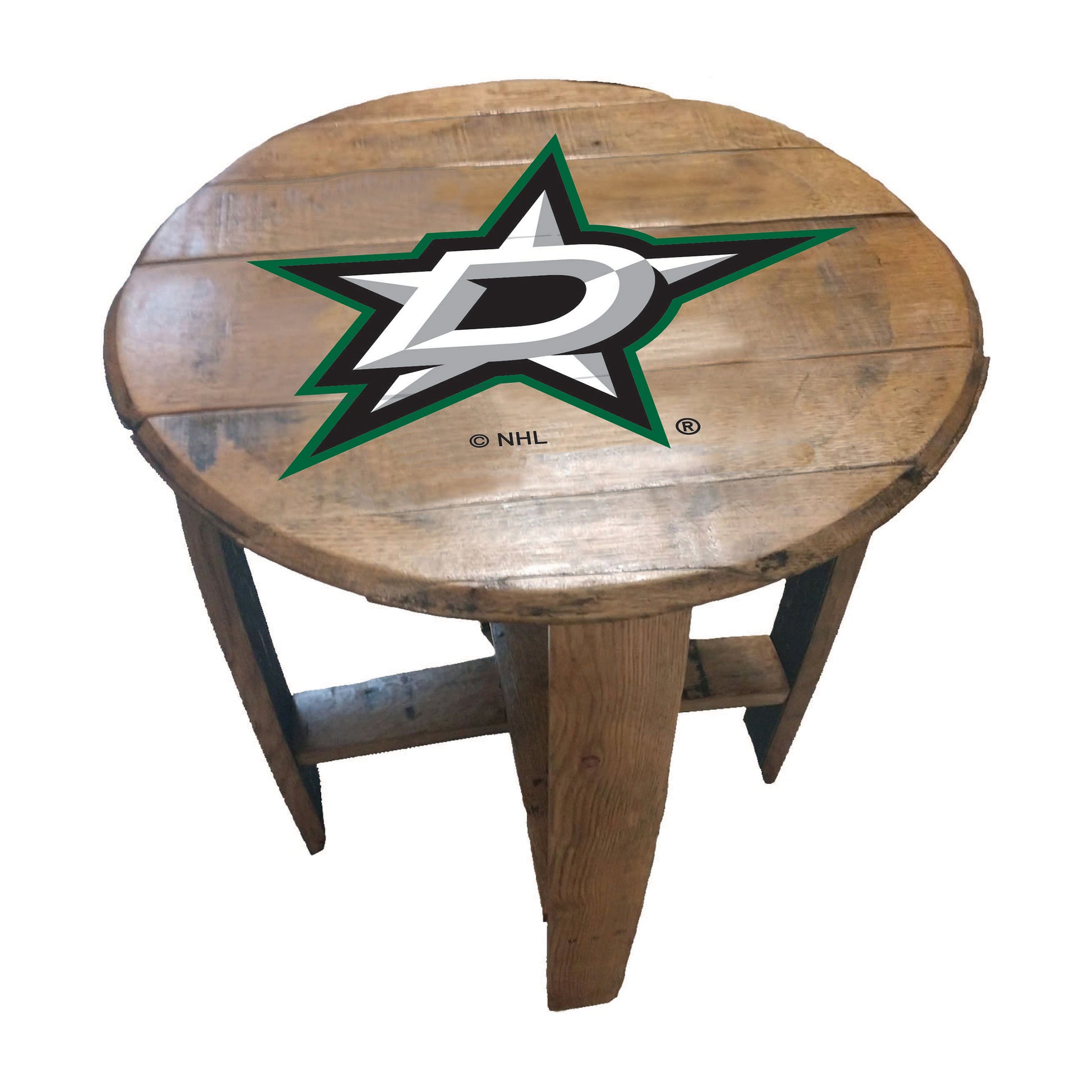 Dallas Stars whiskey barrel end table