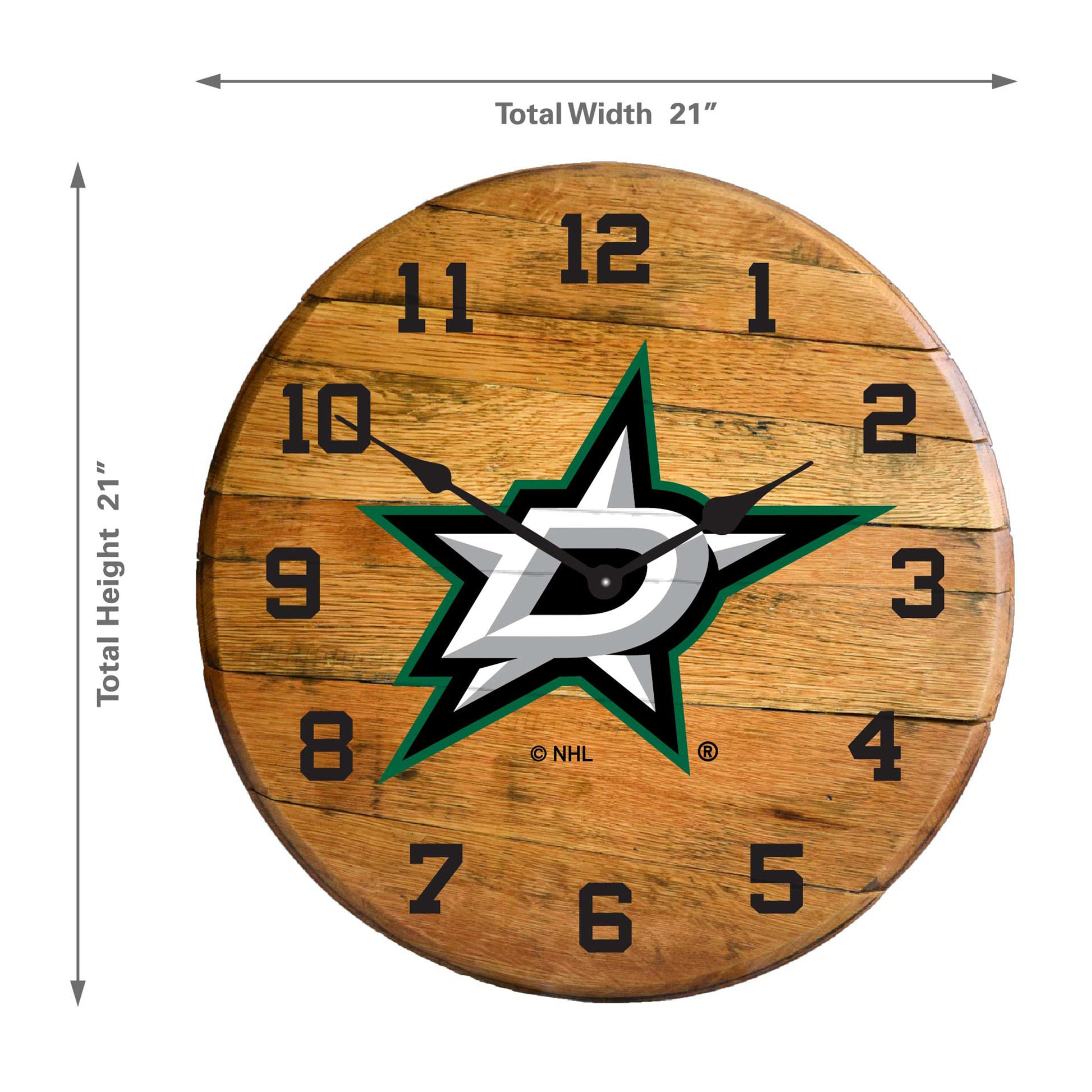 Dallas Stars whiskey barrel wall clock dimensions