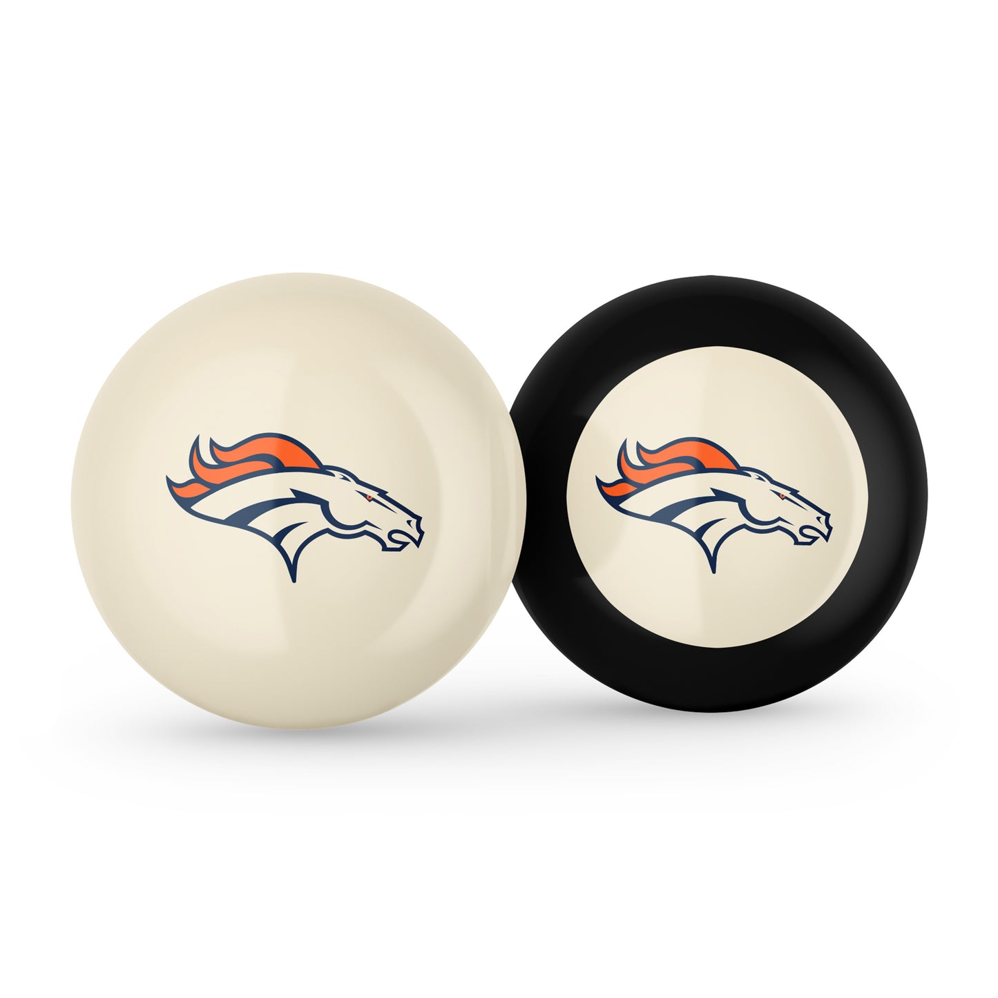 Denver Broncos cue ball and 8 ball