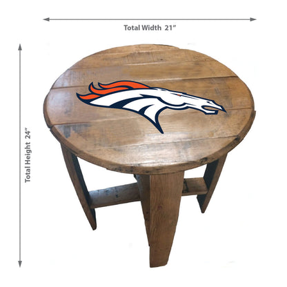 Denver Broncos whiskey barrel end table dimensions