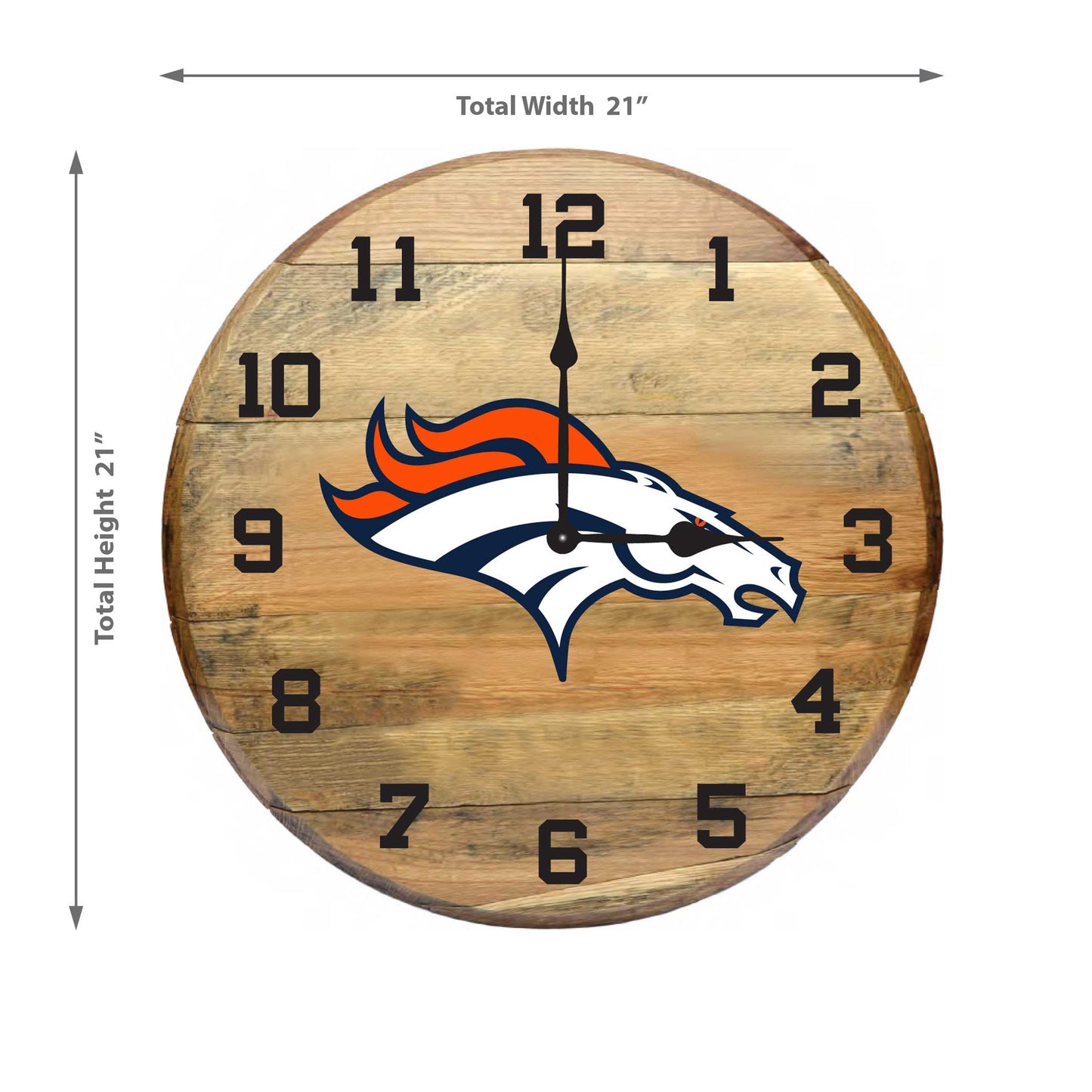 Denver Broncos whiskey barrel wall clock dimensions