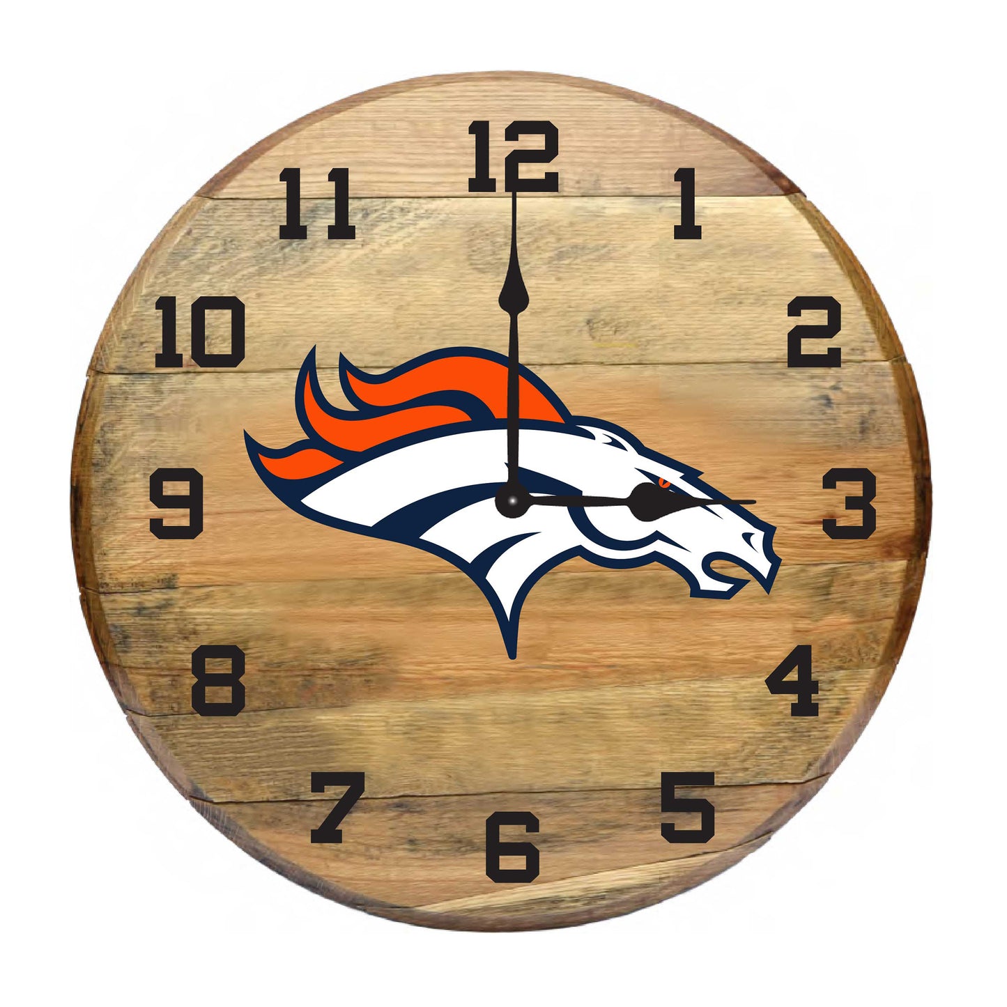 Denver Broncos whiskey barrel wall clock