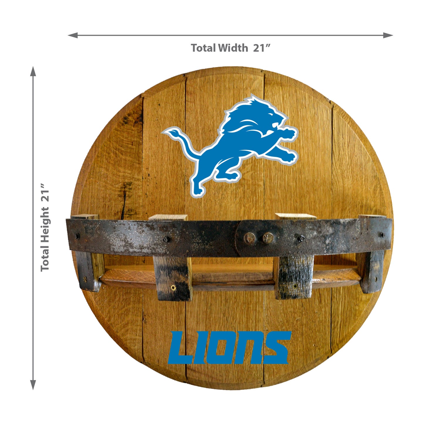Detroit Lions whiskey barrel shelf dimensions