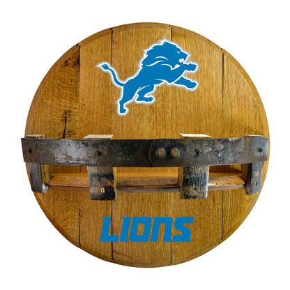 Detroit Lions whiskey barrel shelf