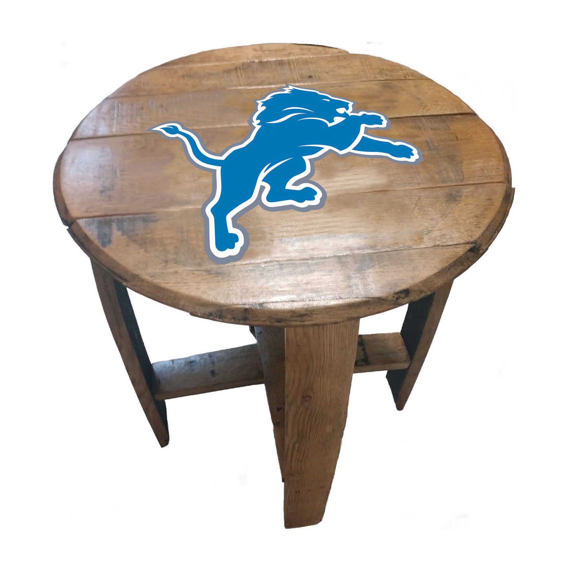 Detroit Lions whiskey barrel end table