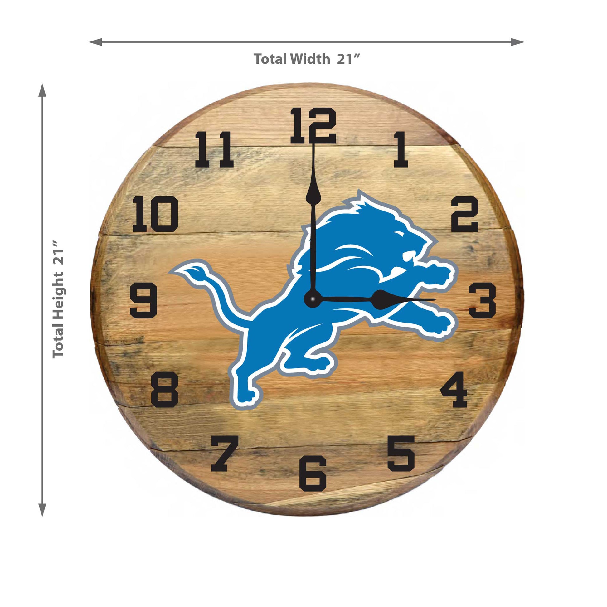 Detroit Lions whiskey barrel wall clock dimensions