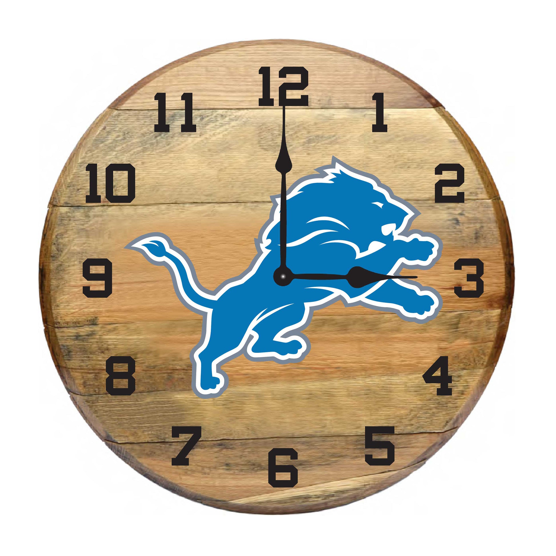Detroit Lions whiskey barrel wall clock
