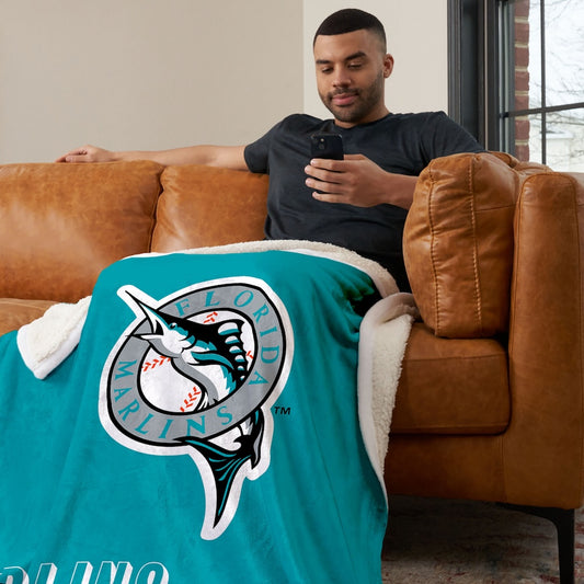 Florida Marlins CC throwback sherpa blanket