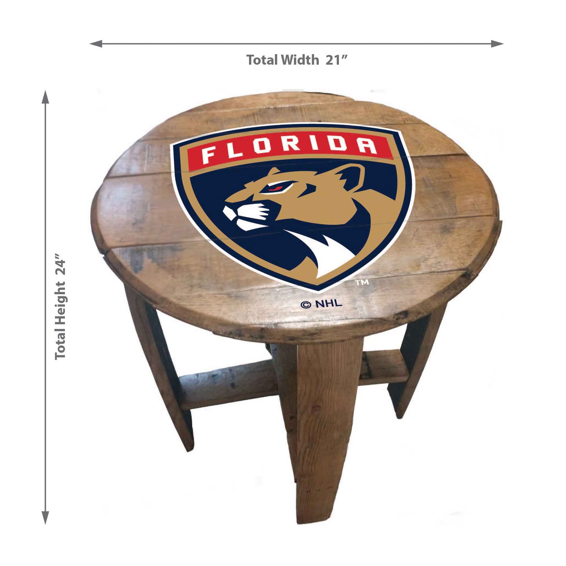 Florida Panthers whiskey barrel end table dimensions