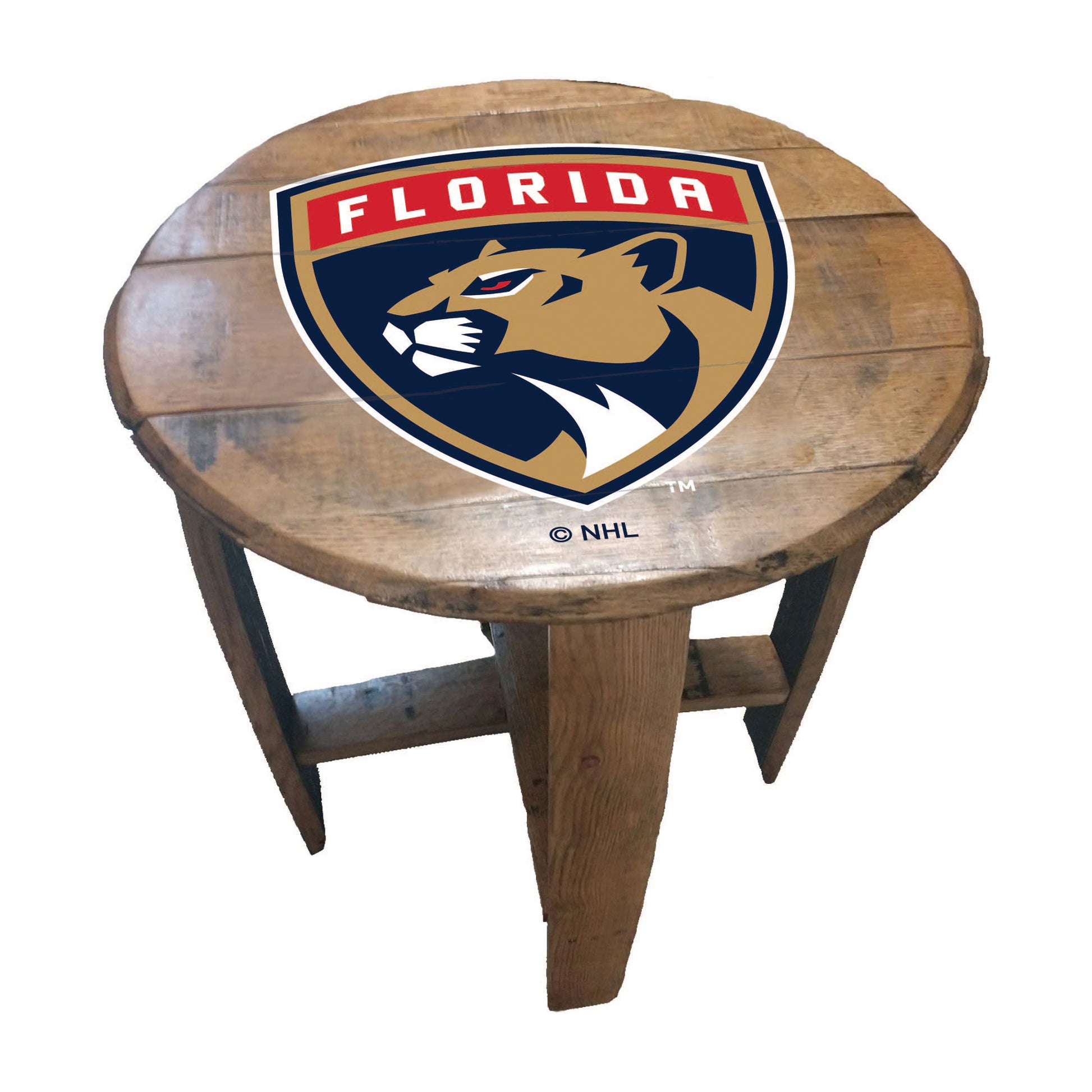 Florida Panthers whiskey barrel end table