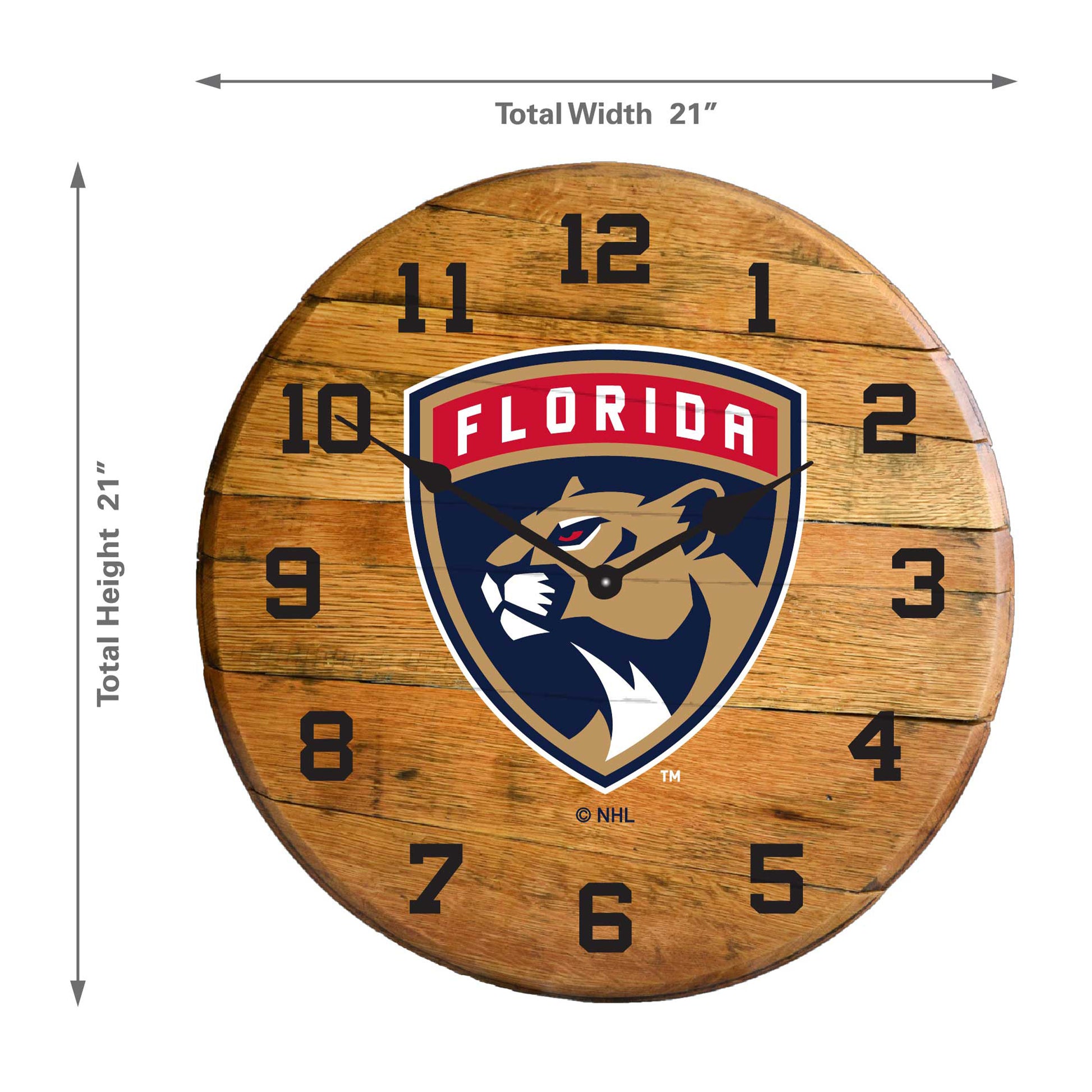 Florida Panthers whiskey barrel wall clock dimensions