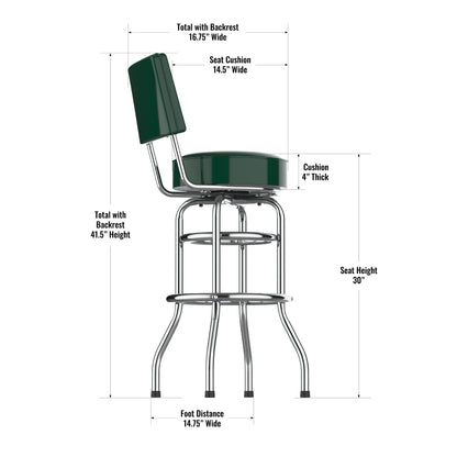 Green Bay Packers Chrome Barstool dimensions