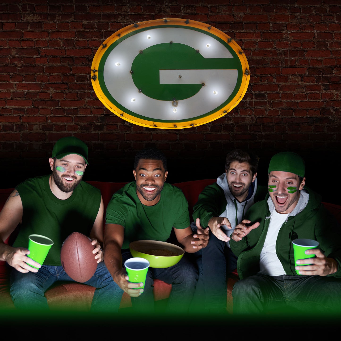 Green Bay Packers logo lighted metal man cave sign