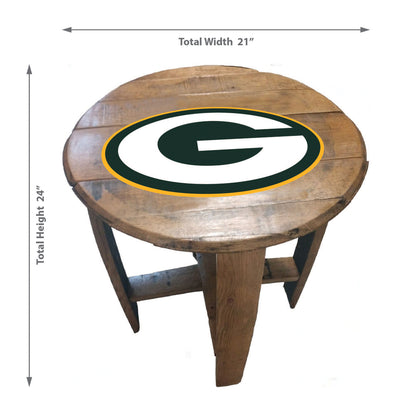 Green Bay Packers whiskey barrel end table dimensions