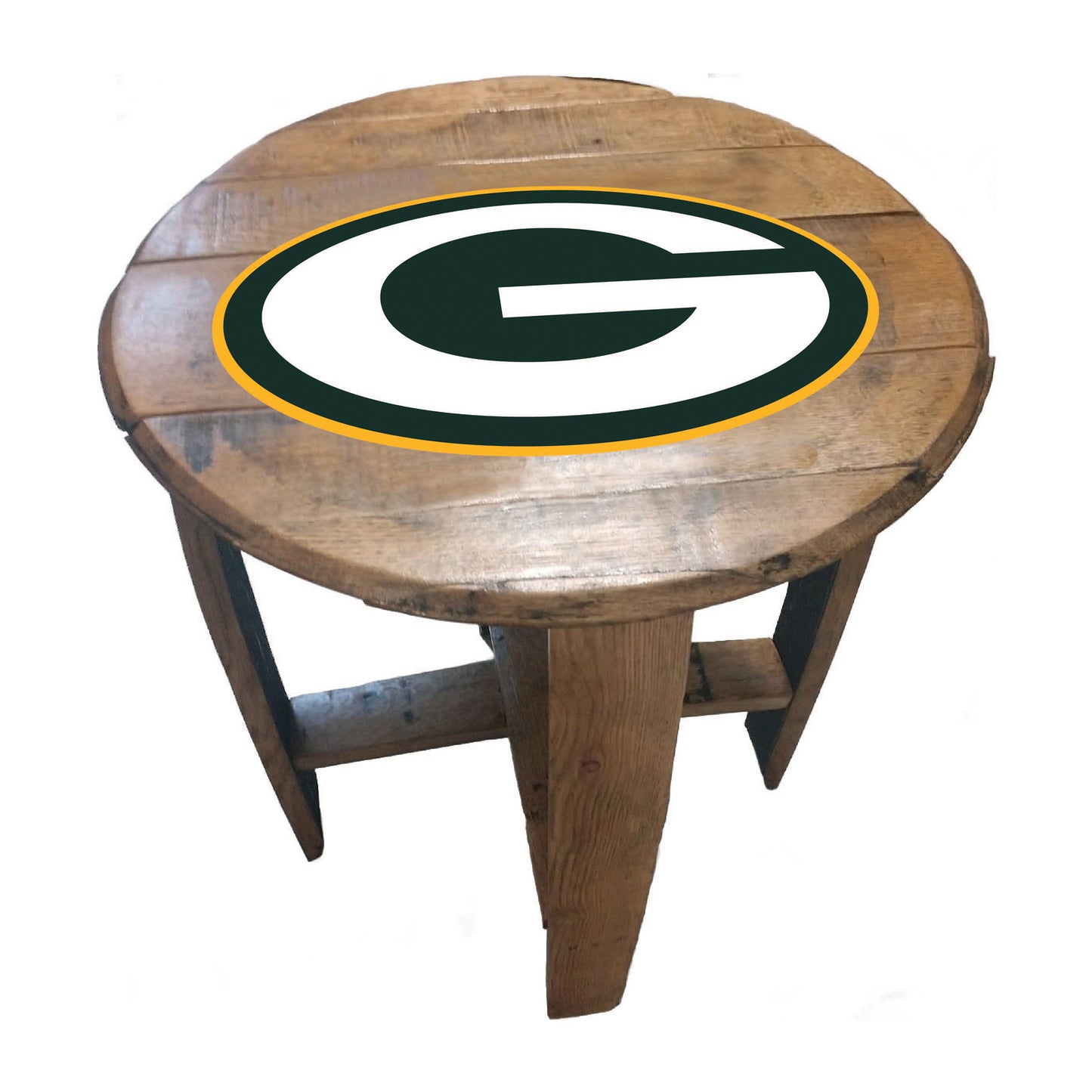 Green Bay Packers whiskey barrel end table