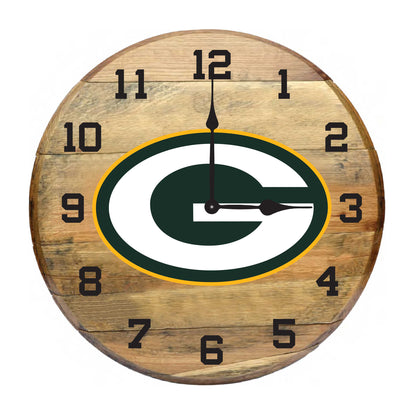 Green Bay Packers whiskey barrel wall clock