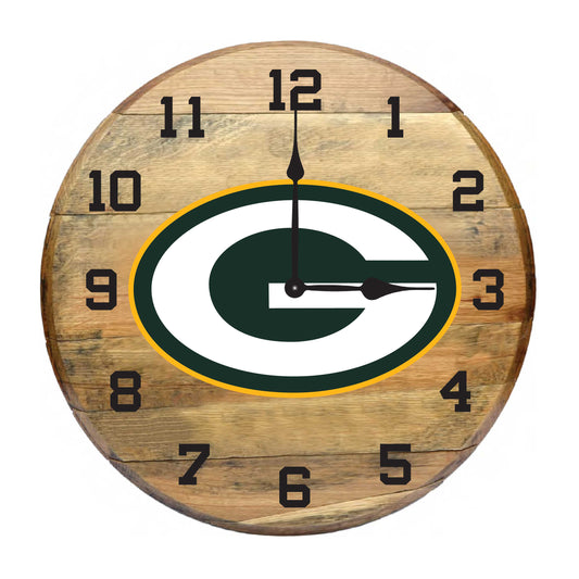 Green Bay Packers whiskey barrel wall clock