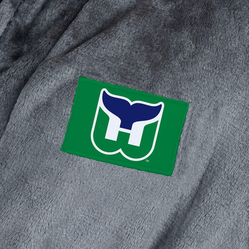 Hartford Whalers silk touch charcoal bathrobe logo patch
