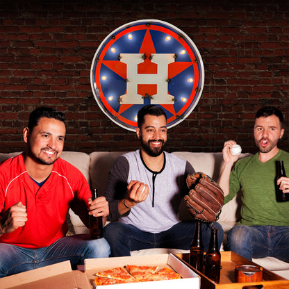 Houston Astros logo lighted metal man cave sign