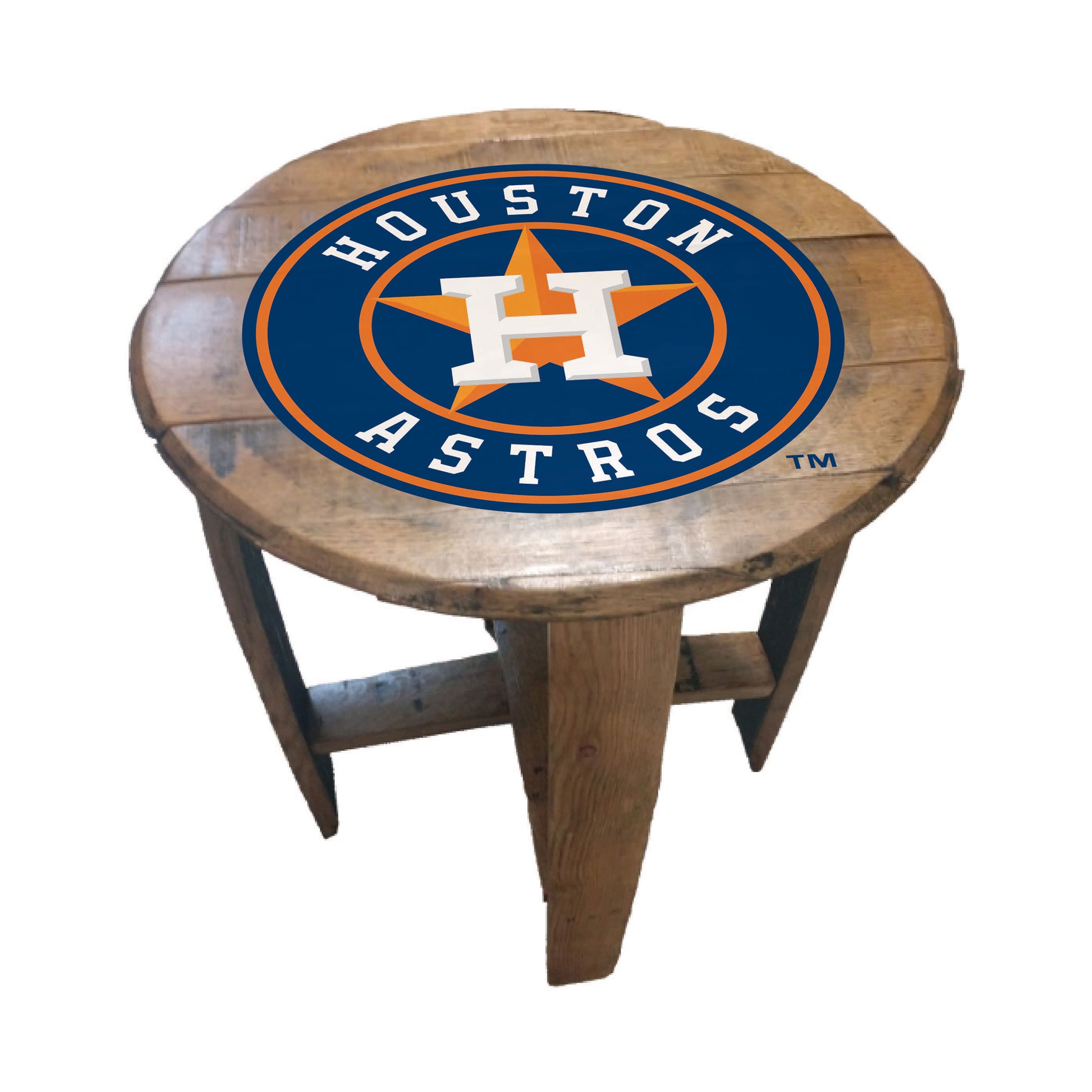 Houston Astros whiskey barrel end table