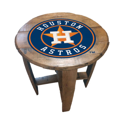 Houston Astros whiskey barrel end table