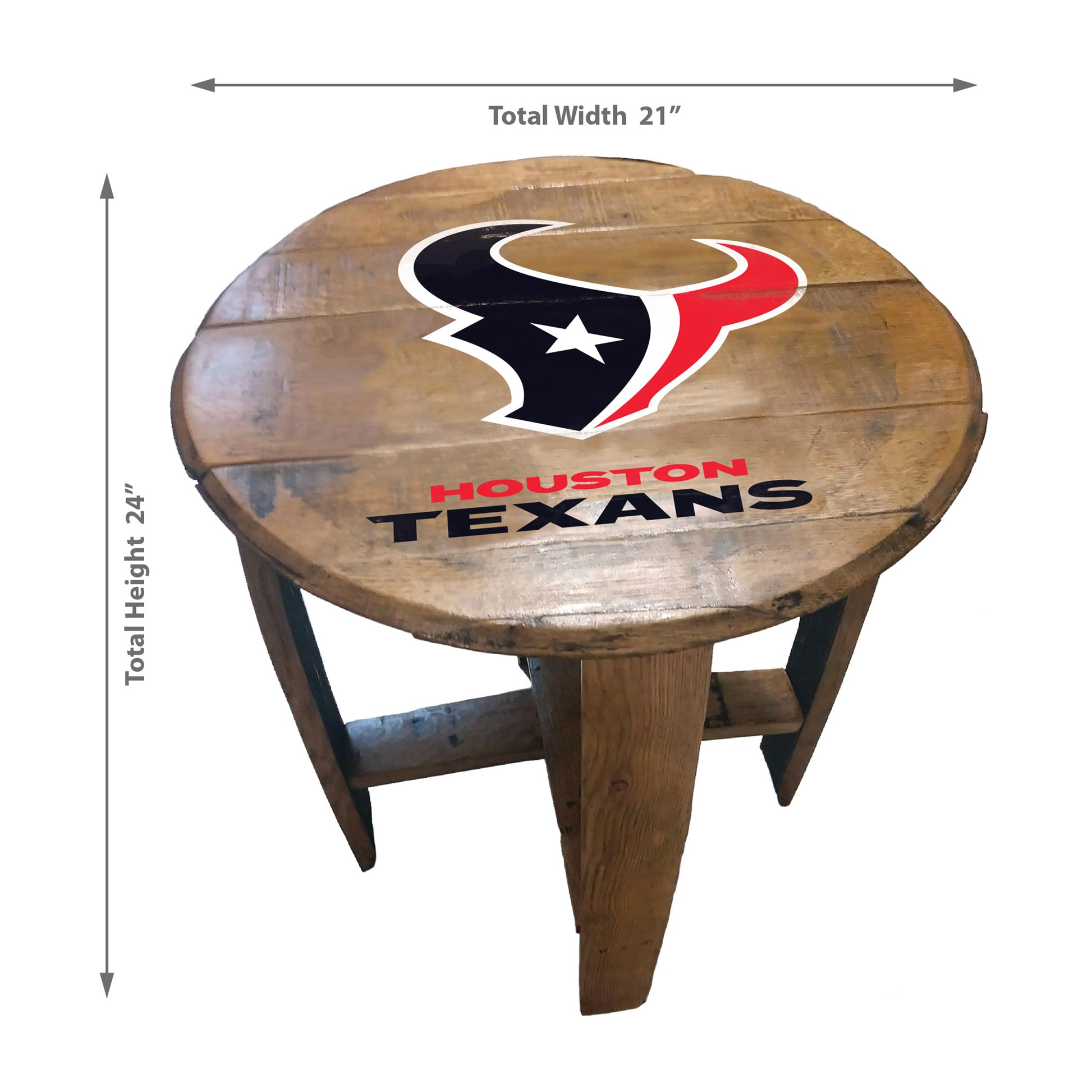 Houston Texans whiskey barrel end table dimensions