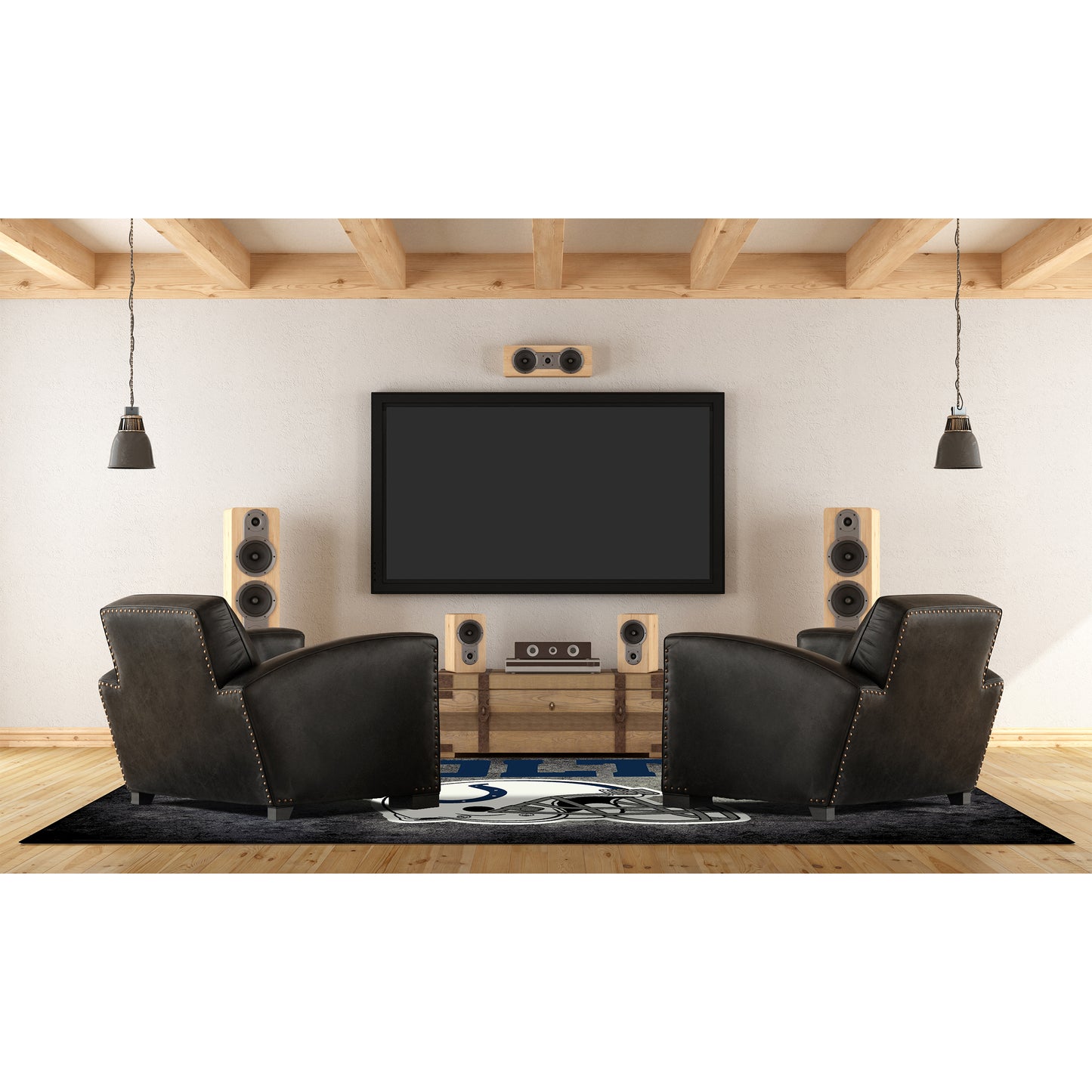 Indianapolis Colts distressed style area rug lifestyle