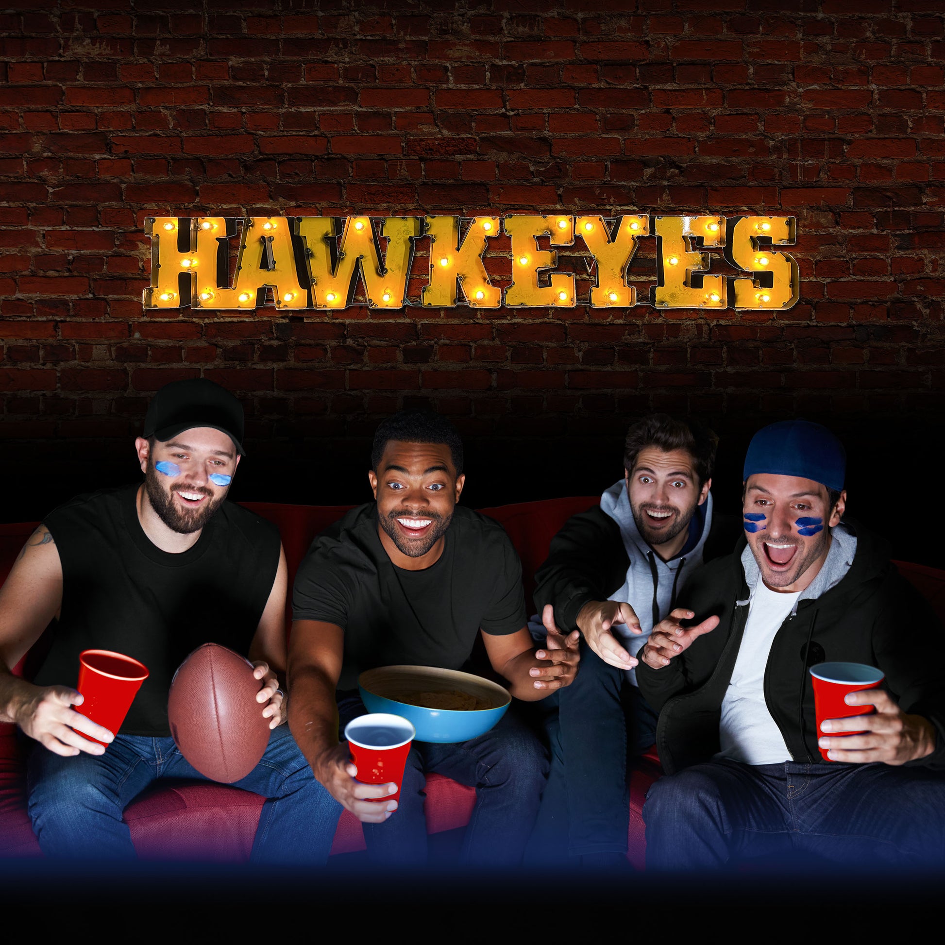 Iowa Hawkeyes lighted metal man cave sign