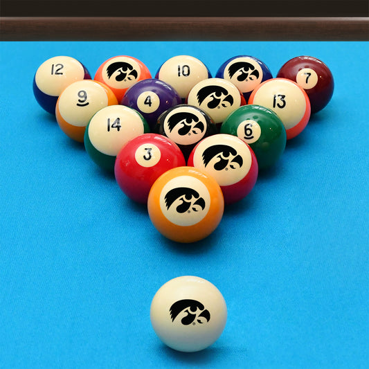 Iowa Hawkeyes logo pool ball set