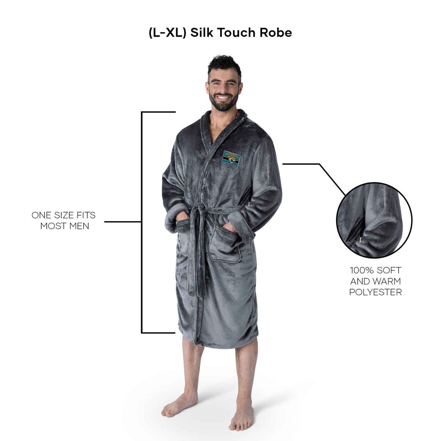 Jacksonville Jaguars silk touch charcoal men bathrobe