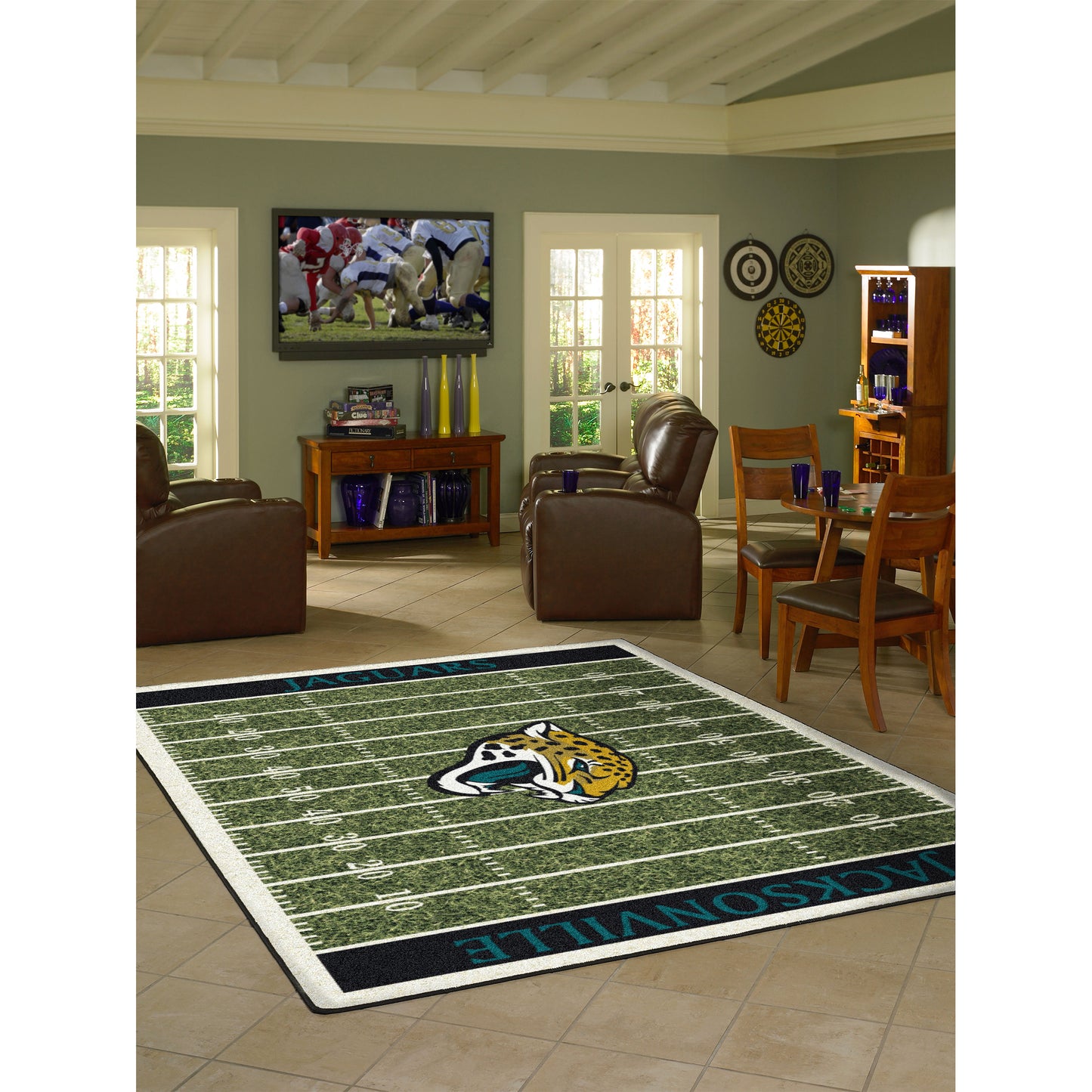Jacksonville Jaguars home field style area rug lifestyle