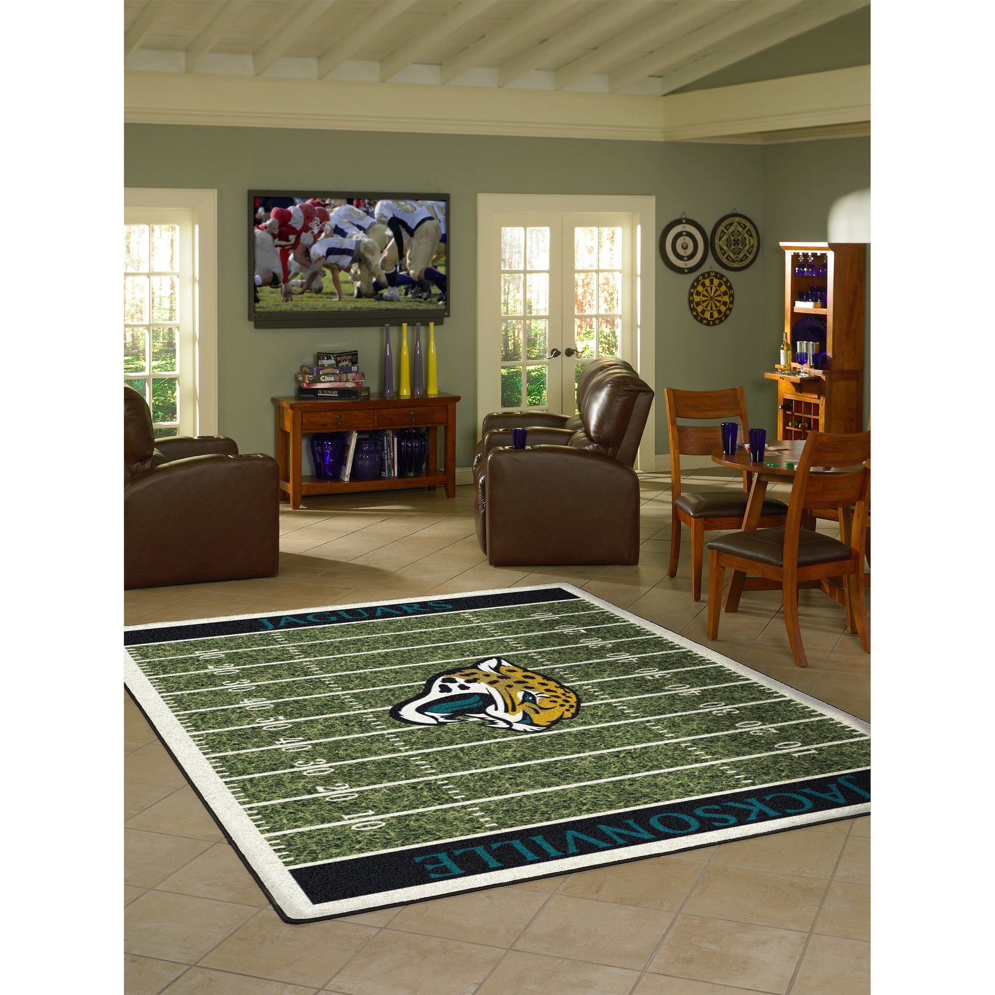 Jacksonville Jaguars home field style area rug lifestyle