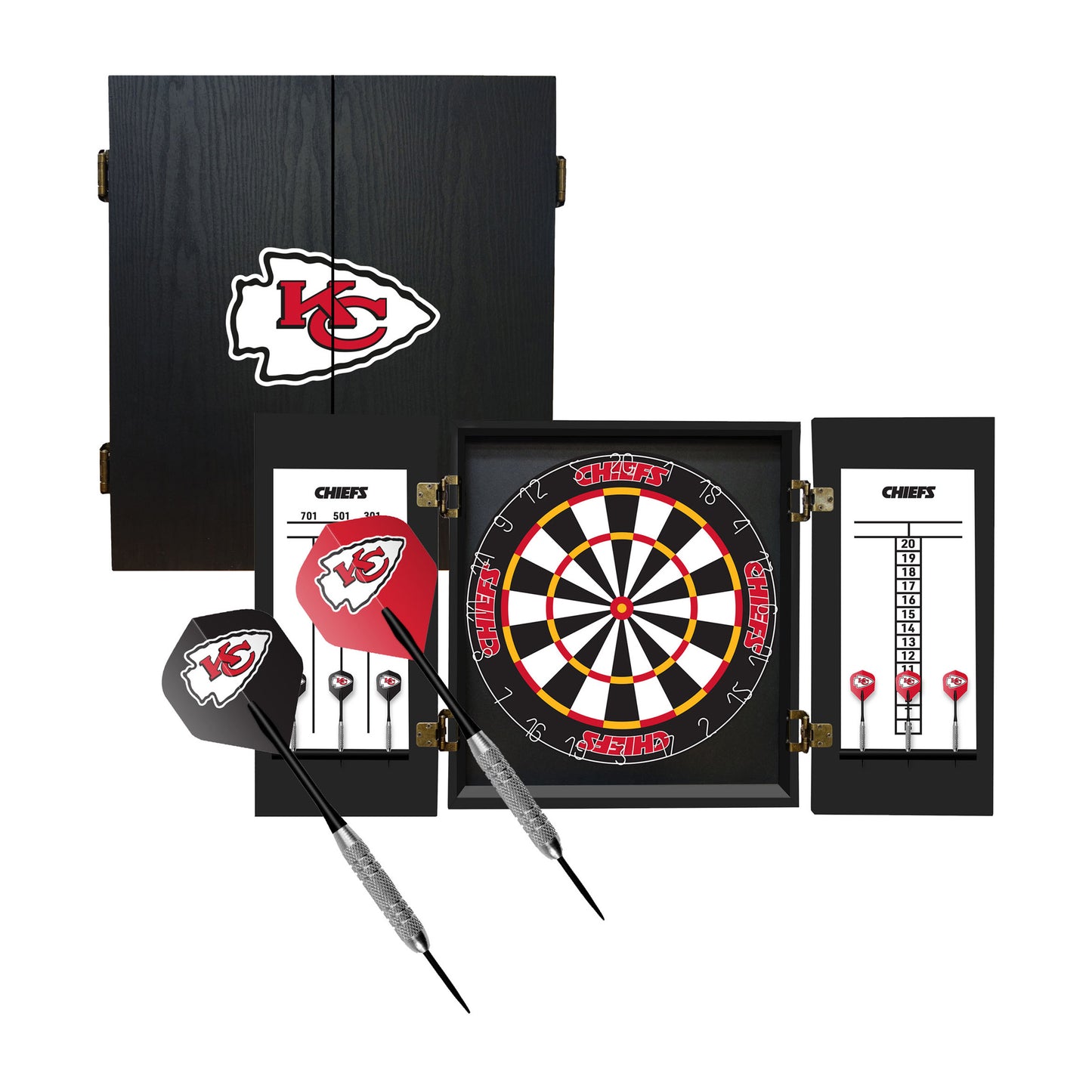 Kansas City Chiefs Dart Board Cabinet Set