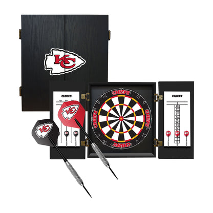 Kansas City Chiefs Dart Board Cabinet Set