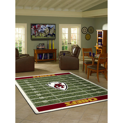 Kansas City Chiefs home field style area rug lifestyle