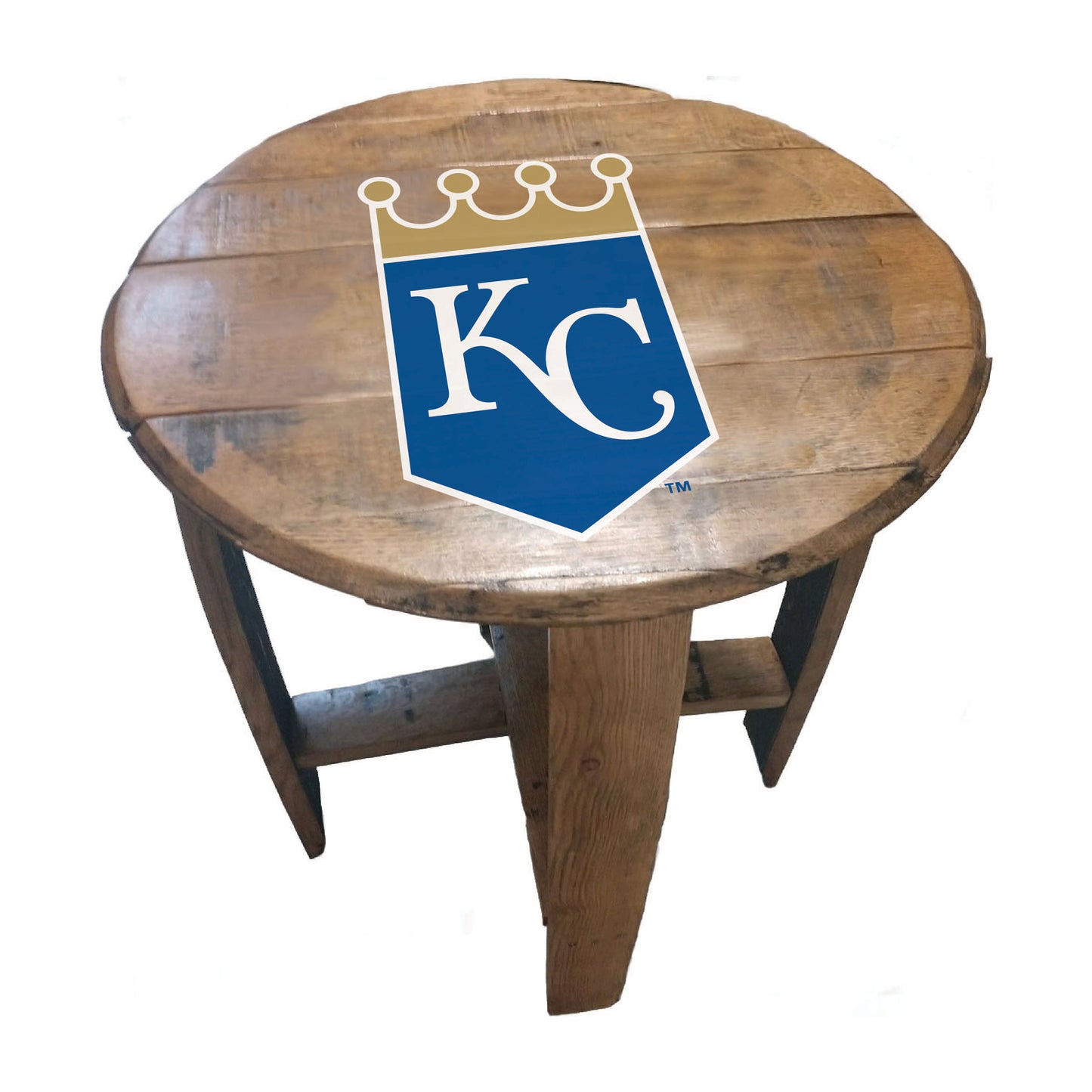 Kansas City Royals whiskey barrel end table
