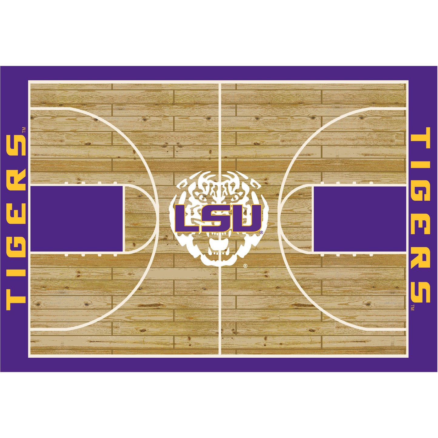 LSU Tigers courtside style area rug