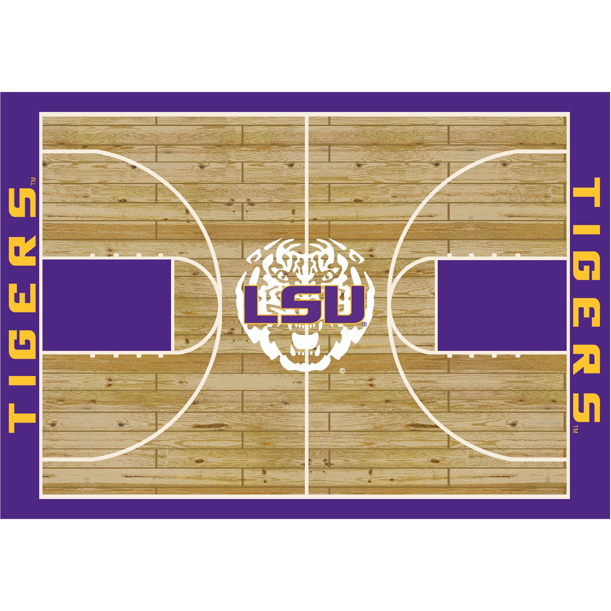 LSU Tigers courtside style area rug