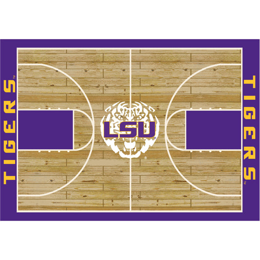 LSU Tigers courtside style area rug