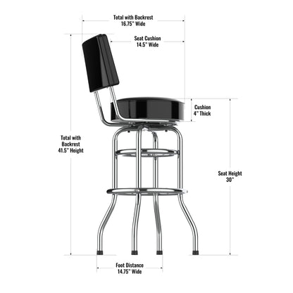 Las Vegas Raiders Chrome Barstool dimensions