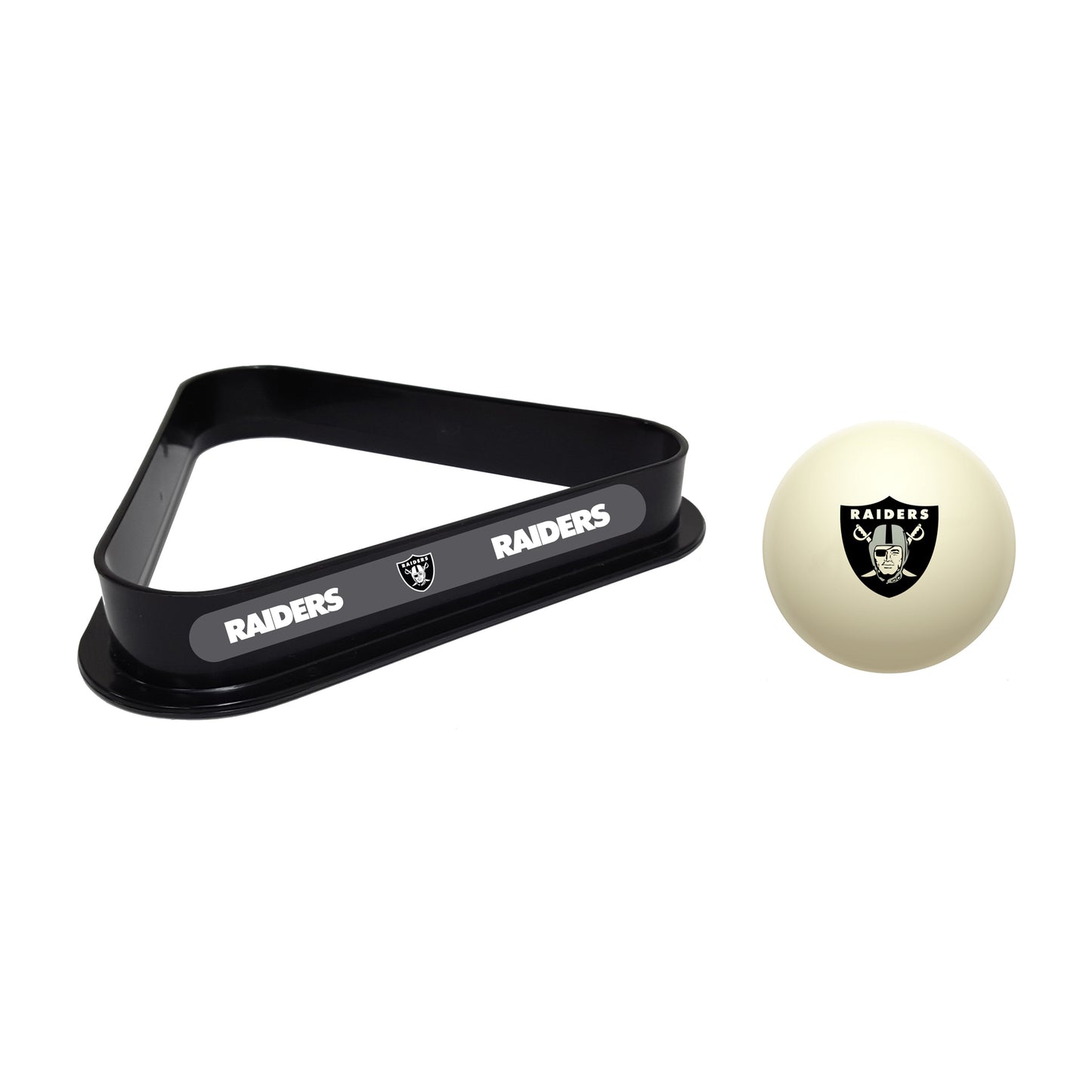 Las Vegas Raiders cue ball and triangle