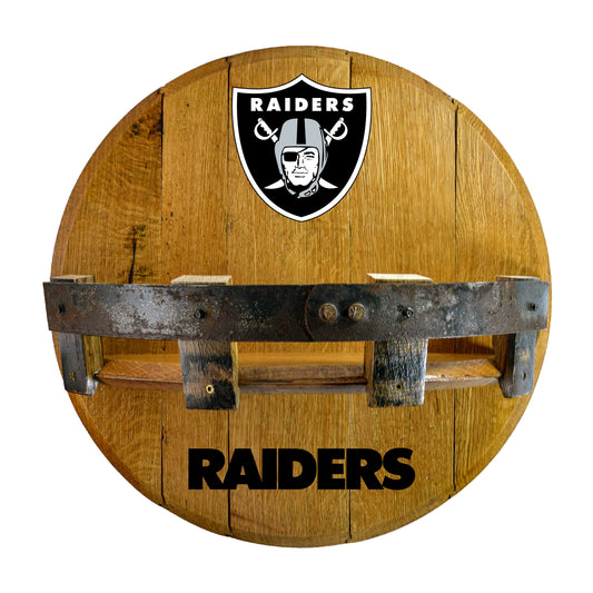 Las Vegas Raiders whiskey barrel shelf