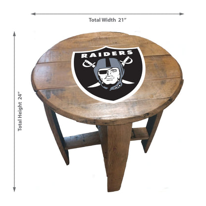 Las Vegas Raiders whiskey barrel end table dimensions