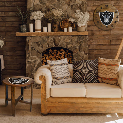 Las Vegas Raiders whiskey barrel end table lifestyle