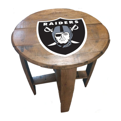 Las Vegas Raiders whiskey barrel end table