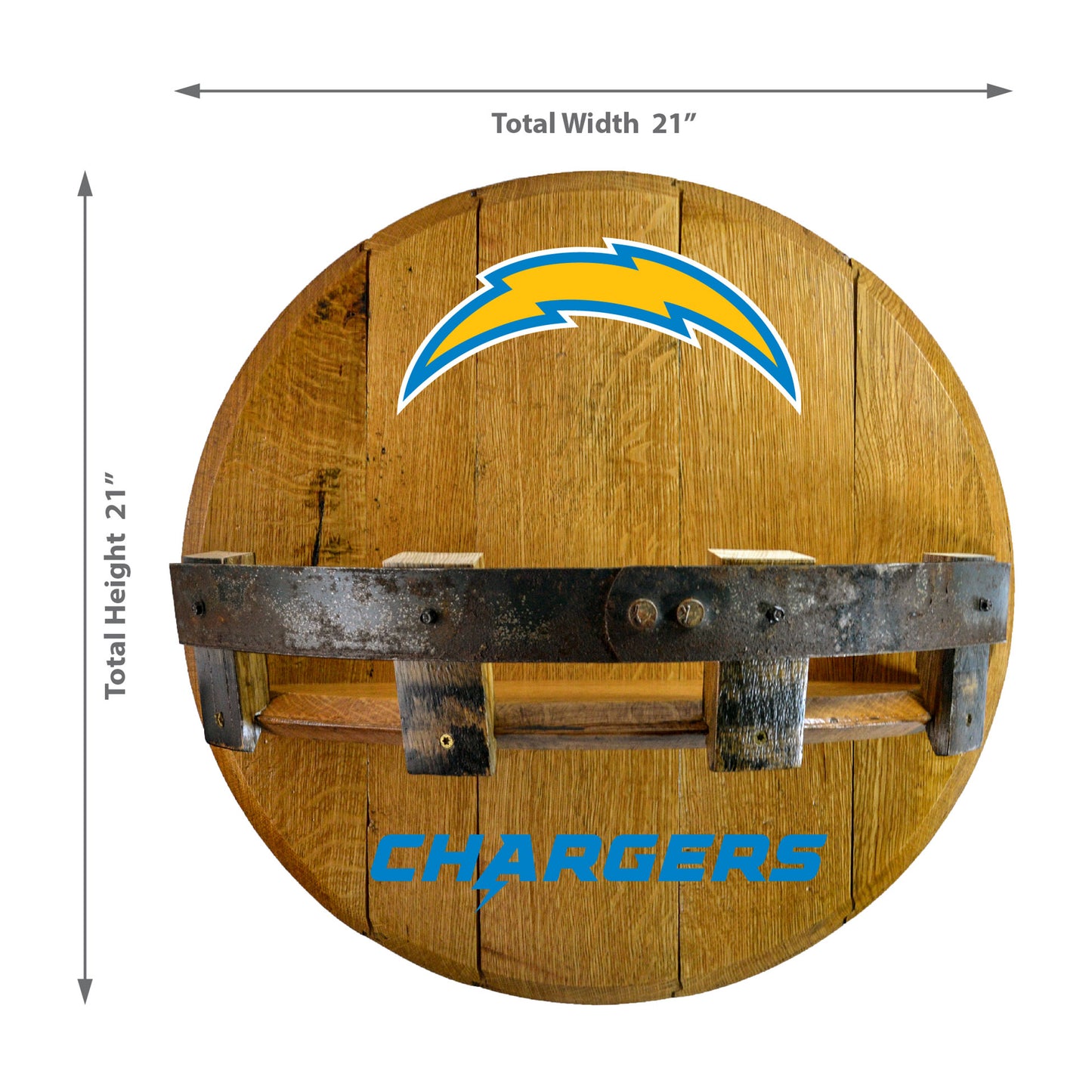 Los Angeles Chargers whiskey barrel shelf dimensions
