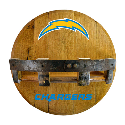 Los Angeles Chargers whiskey barrel shelf